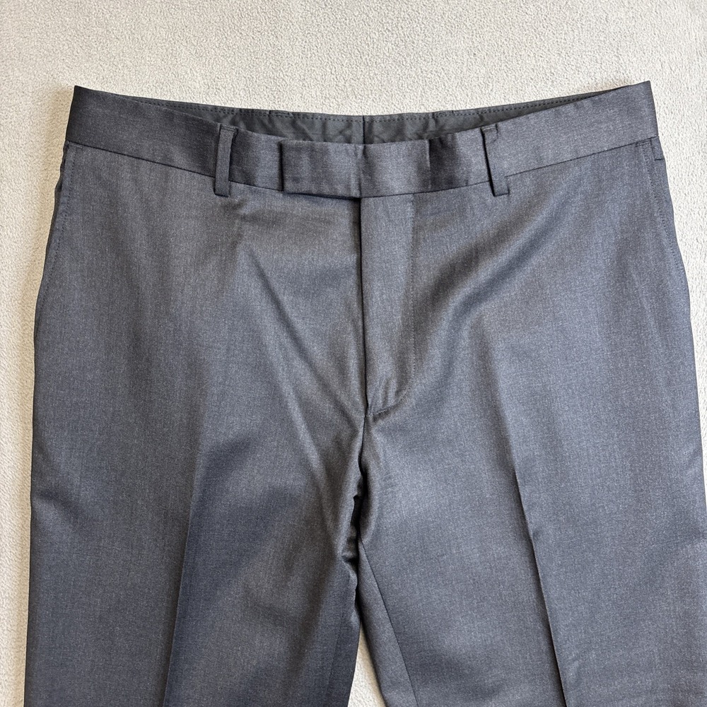 Hugo Boss Mens Charcoal Gray Flat Front Straight Leg Dress Pants Size 34x31 - Picture 2 of 8